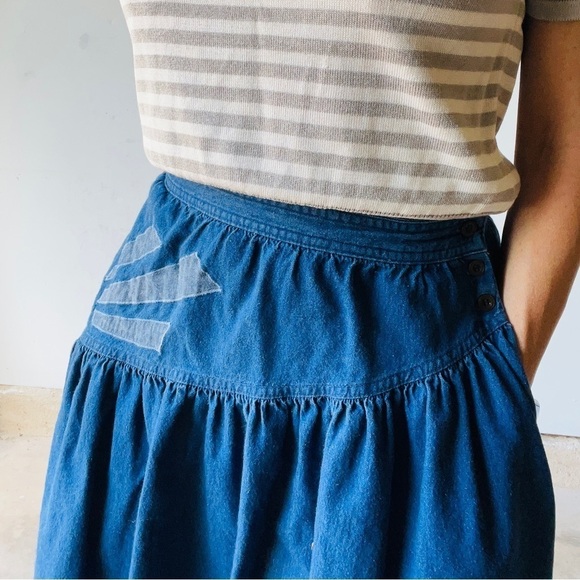 Smokey Row Vintage High Waisted Denim Skirt - Picture 5 of 9